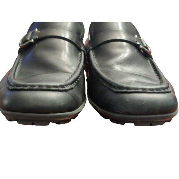 Ferragamo Gancini Loafers Womens 10 Black Leather Made In Italy Designer Shoes - Picture 4 of 9
